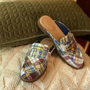Sperry. Mules. Madras plaid. Size 8